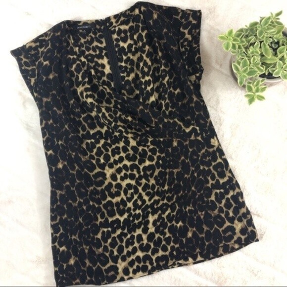 Lafayette 148 | Demetria Leopard Wool Surplice Top - Picture 1 of 8